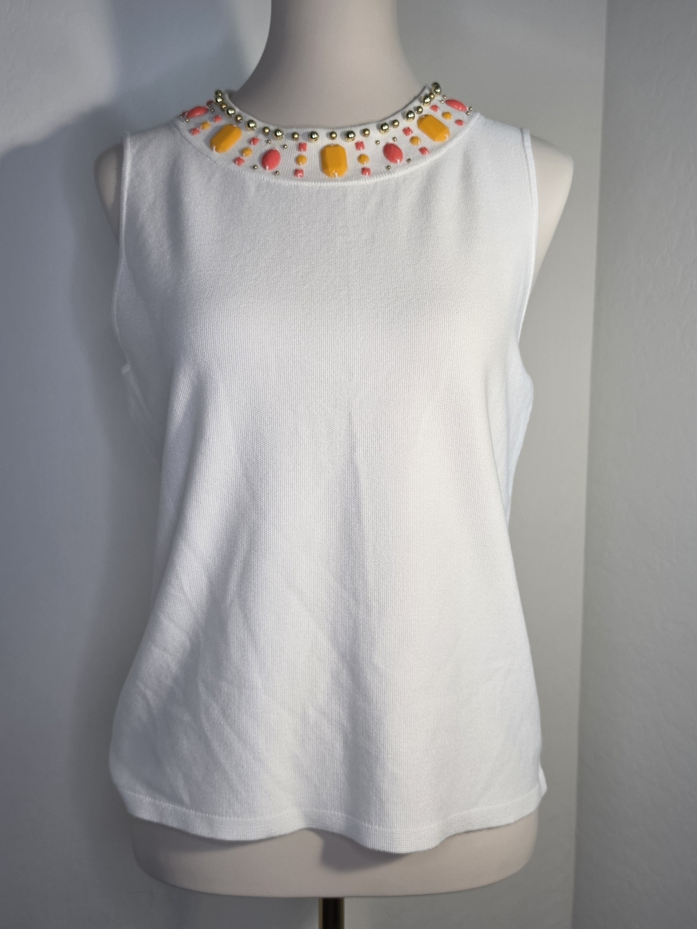 NWT Karl Lagerfeld Sleeveless Embellished Womem's Top Colorful Size Medium